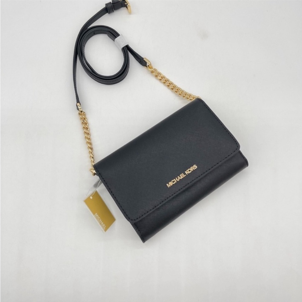 Michael Kors Black and Gold Phone Crossbody Bag - Picture 8 of 13